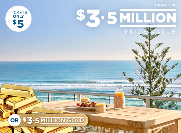 RSL Home Lottery - Draw 398 Win Your Choice – a $3.5 million Apartment OR Gold Draw Image
